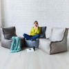 Бескаркасный модульный диван, 3 секции Лофт Коричневый-бежевый-серый, жаккард
