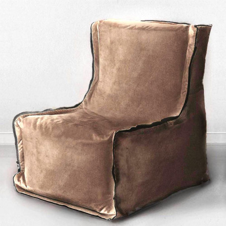 Бескаркасное кресло Лофт Шоколад, мебельный велюр