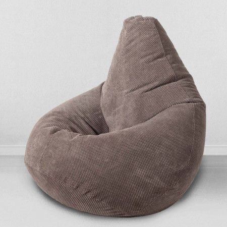 Кресло-мешок груша Какао, размер L-Компакт, объемный велюр
