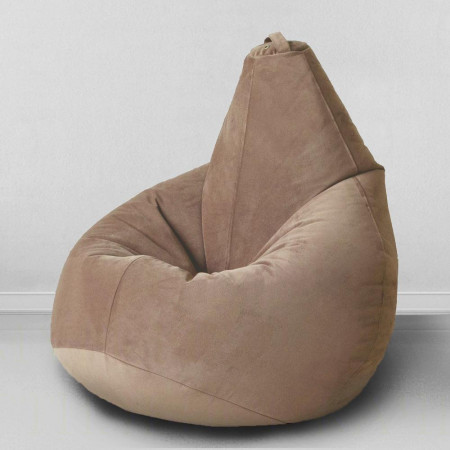 Кресло-мешок груша Шоколад, размер L-Компакт, мебельный велюр