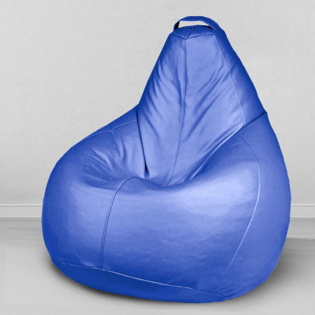 Кресло-мешок груша Синий, размер L-Компакт, экокожа