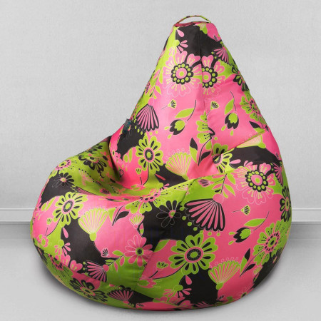 Кресло-мешок груша Цветы розовые, размер ХХL-Стандарт, мебельный хлопок