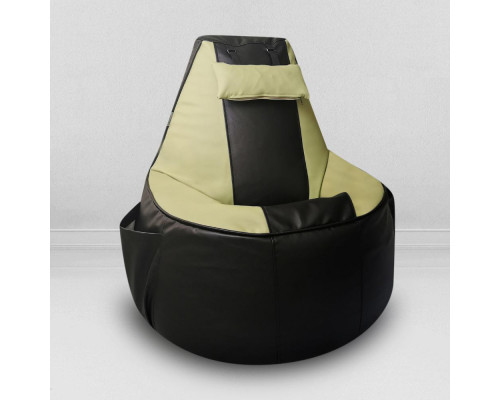Кресло-мешок игровое кресло Геймер Черно-салатовое, размер ХXXХL, экокожа