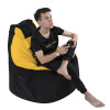 Кресло-мешок игровое кресло Геймер Черно-желтое, размер ХXXХL, мебельный велюр