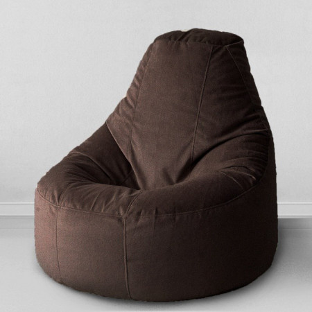 Кресло-пуф Люкс Темный шоколад, размер XХХL-Комфорт, мебельный велюр