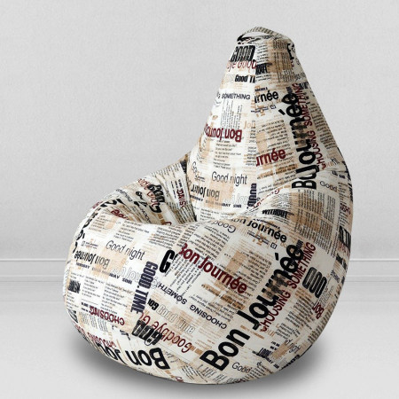 Кресло-мешок груша Газета, размер ХХL-Стандарт, мебельный велюр