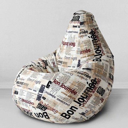 Кресло-мешок груша Газета, размер ХXХL-Комфорт, мебельный хлопок