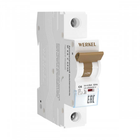 Автоматический выключатель Werkel 1P 6А C 4,5кА W901P064 4690389192388