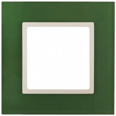 14-5101-27 ЭРА Рамка на 1 пост, стекло, Эра Elegance, зелёный+сл.кость