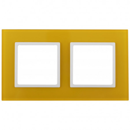 14-5102-21 ЭРА Рамка на 2 поста, стекло, Эра Elegance, жёлтый+бел