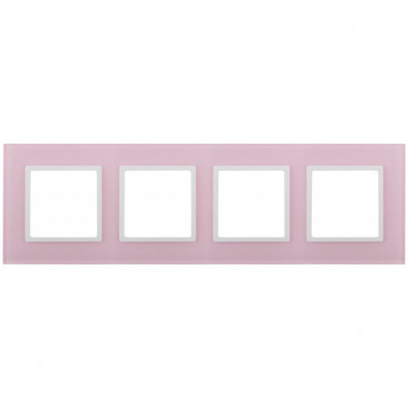 14-5104-30 ЭРА Рамка на 4 поста, стекло, Эра Elegance, розовый+бел