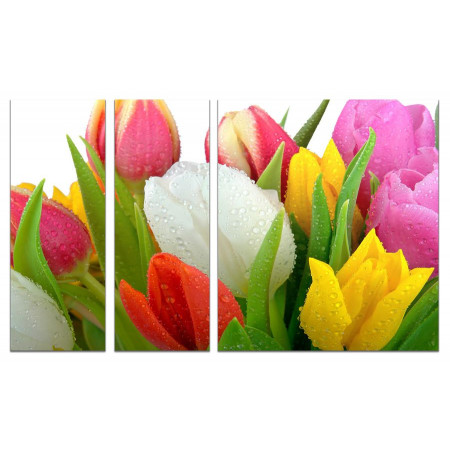 Модульная картина "Тюльпаны в каплях росы" из 3х частей 80х140 VJ751
