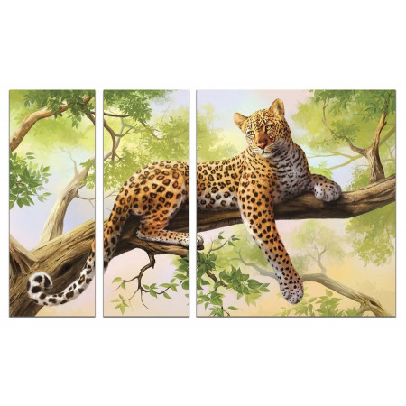 Модульная картина "Ягуар на дереве" из 3х частей 80х140 VJ744