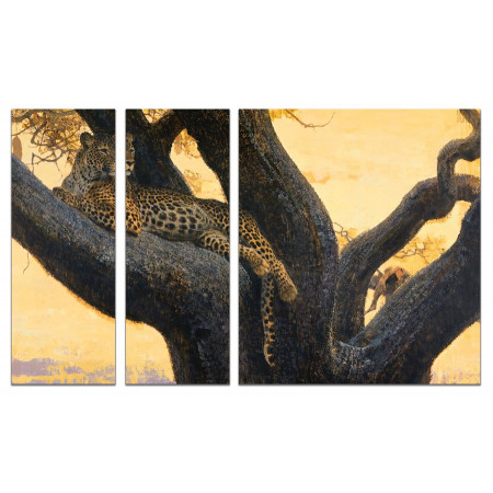 Модульная картина "Леопард на закате" из 3х частей 80х140 VJ740