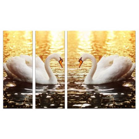 Модульная картина "Сказочно красивые лебеди" из 3х частей 80х140 VJ726
