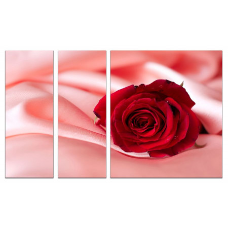 Модульная картина "Красная роза и розовый шелк" из 3х частей 80х140 VJ690