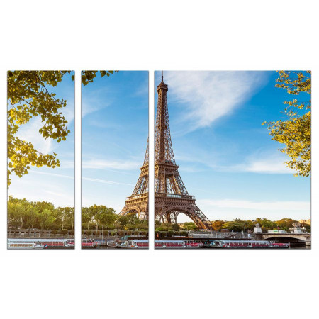 Модульная картина "Париж,Эйфелева башня" из 3х частей 80х140 VJ663