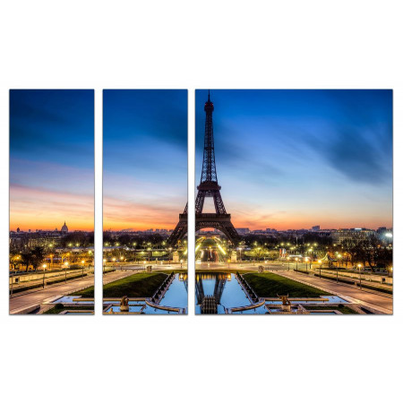 Модульная картина "Вечерний Париж" из 3х частей 80х140 VJ662