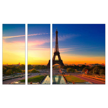 Модульная картина "Париж и закат" из 3х частей 80х140 VJ661