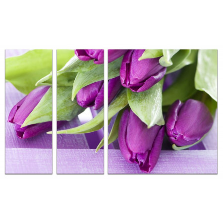 Модульная картина "Фиолетовые тюльпаны" из 3х частей 80х140 VJ655