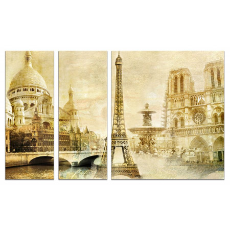 Модульная картина "Красивый Париж" из 3х частей 80х140 VJ572