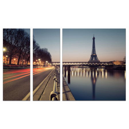 Модульная картина "Раннее утро в Париже" из 3х частей 80х140 VJ568