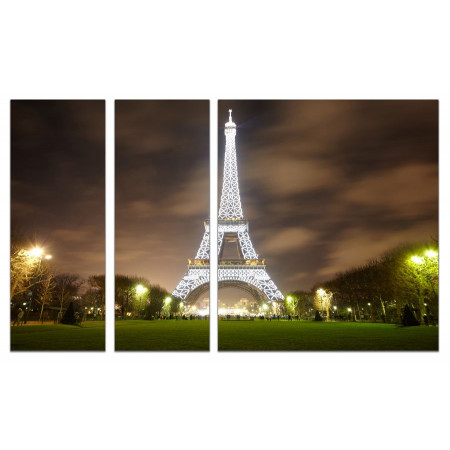 Модульная картина "Ночной Париж" из 3х частей 80х140 VJ567