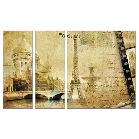 Модульная картина "Открытка Париж" из 3х частей 80х140 VJ562