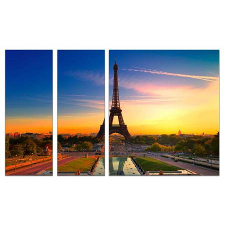 Модульная картина "Париж на закате" из 3х частей 80х140 VJ505