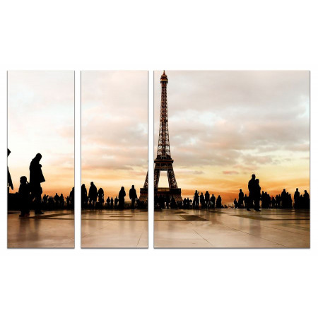 Модульная картина "Прогулки по Парижу после заката" из 3х частей 80х140 VJ464