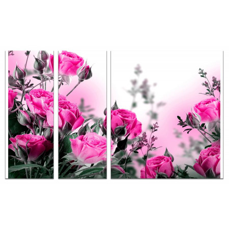 Модульная картина "Розовые розы" из 3х частей 80х140 VJ416