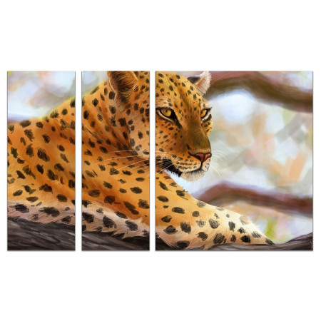 Модульная картина "Пятнистый леопард" из 3х частей 80х140 VJ382