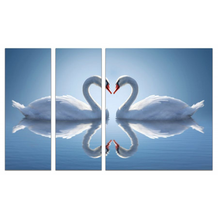 Модульная картина "Лебеди на озере" из 3х частей 80х140 VJ348