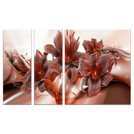 Модульная картина "Лилии шоколадного цвета" из 3х частей 80х140 VJ275