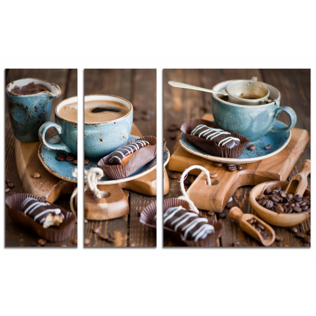Модульная картина "Кофе и сладости" из 3х частей 100х60 VS752