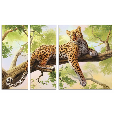 Модульная картина "Ягуар на дереве" из 3х частей 100х60 VS744