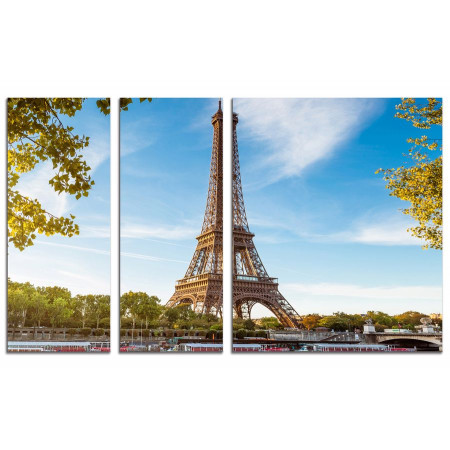 Модульная картина "Париж,Эйфелева башня" из 3х частей 100х60 VS663
