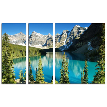 Модульные картины из 3х частей "Озеро на границе гор и леса" 100х60 VS588