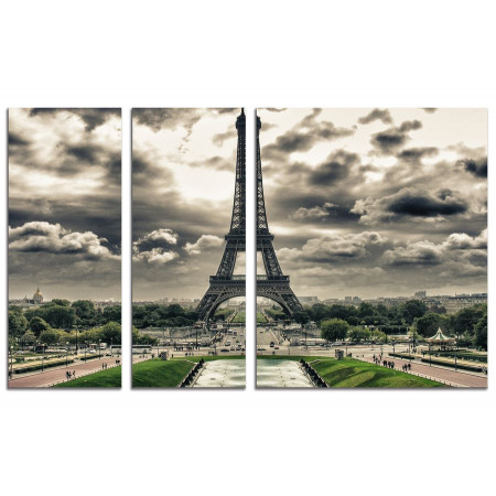 Модульная картина "Париж в серых красках" из 3х частей 100х60 VS570