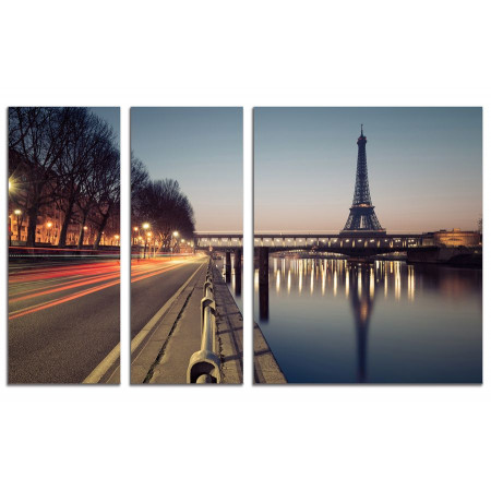 Модульная картина "Раннее утро в Париже" из 3х частей 100х60 VS568