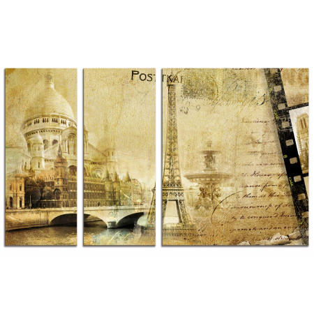 Модульная картина "Открытка Париж" из 3х частей 100х60 VS562