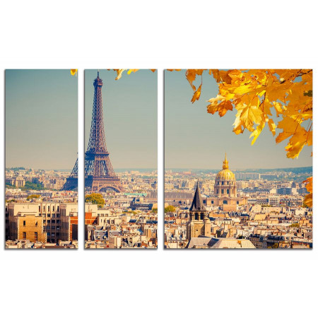 Модульная картина "Париж осенью" из 3х частей 100х60 VS476