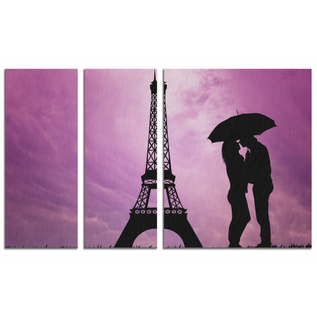 Модульная картина "Влюбленные в Париже" из 3х частей 100х60 VS471