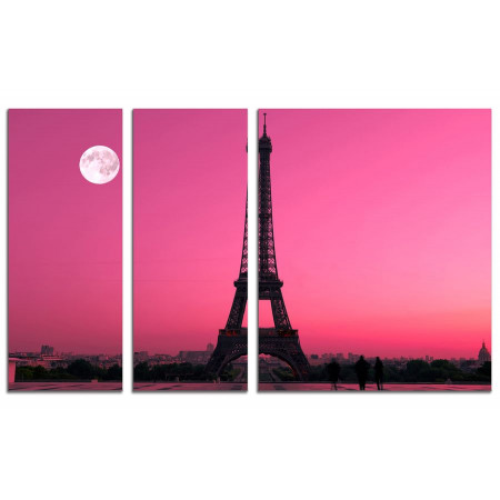 Модульная картина "Эйфелева башня и розовый закат" из 3х частей 100х60 VS463