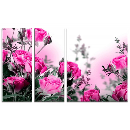 Модульная картина "Розовые розы" из 3х частей 100х60 VS416