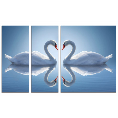 Модульная картина "Лебеди на озере" из 3х частей 100х60 VS348