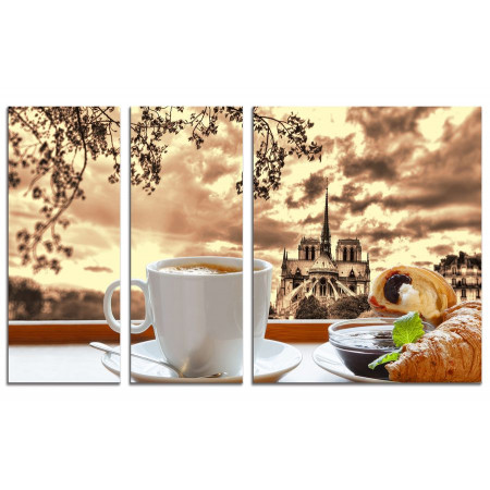 Модульная картина "Чашка кофе утром" из 3х частей 100х60 VS343