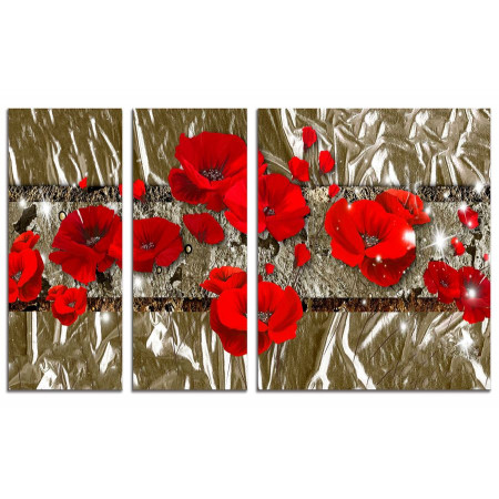 Модульная картина "Красные маки на пестром фоне" из 3х частей 100х60 VS276