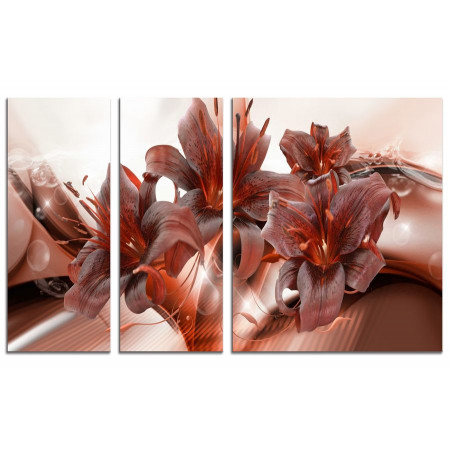 Модульная картина "Лилии шоколадного цвета" из 3х частей 100х60 VS275
