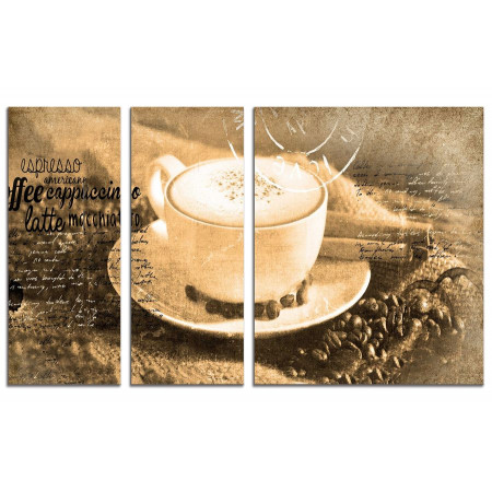 Модульная картина "Кофе с пенкой" из 3х частей 100х60 VS169